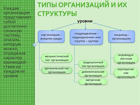 Тип организации и ее размер