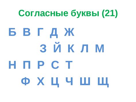 Буквы согласные в русском алфавите