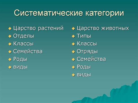 Важность систематических категорий в биологии