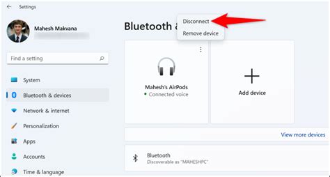 Вернитесь назад в меню Bluetooth