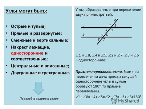 Вертикальные углы при пересечении прямых