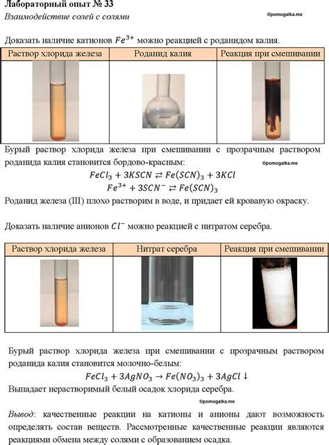 Влияние pH на взаимодействие металлов и солей