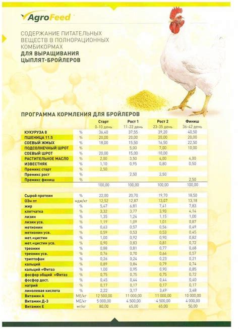 Возрастные характеристики роста бройлера