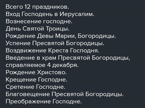 Годовой круг православных двунадесятых праздников