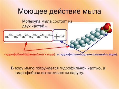 Действие молекул мыла