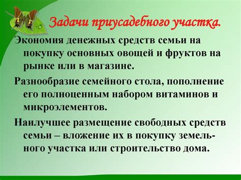 Задачи и функции приусадебного участка