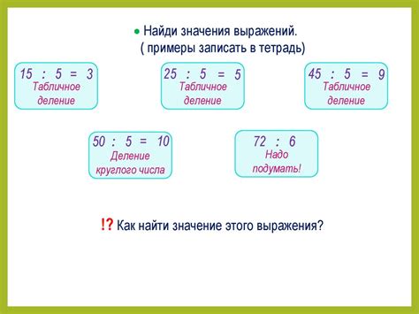 Значения выражений в примере