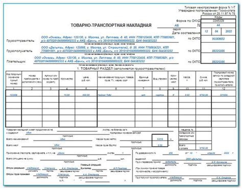 Инструкция по заполнению товарно-транспортной накладной