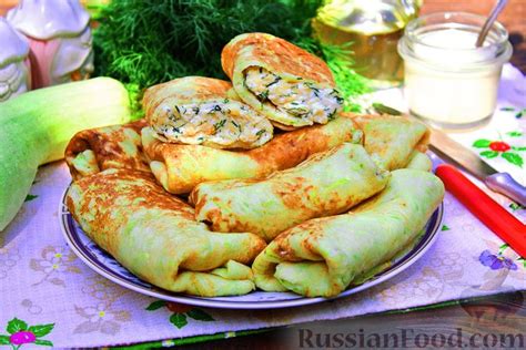 Нежные блины с начинкой из творога и зелени