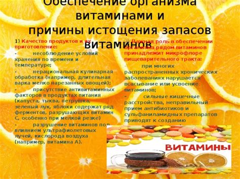 Обеспечение организма витаминами и минералами