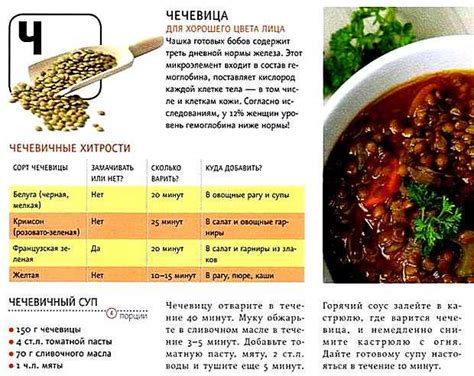 Оптимальное время варки чечевицы зеленой в супе