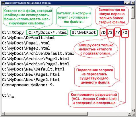 Основные понятия команды xcopy