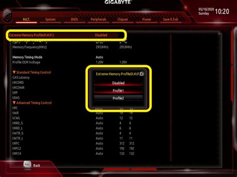 Особенности настройки XMP профилей в BIOS Gigabyte