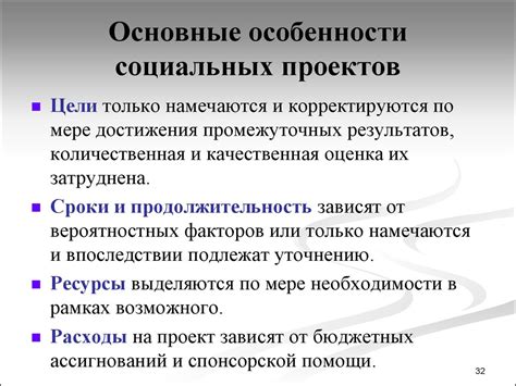 Особенности социального проекта