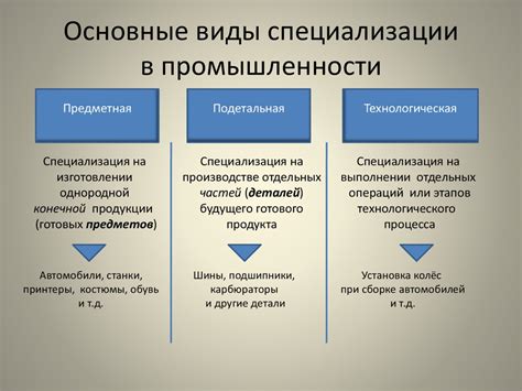 Отличия в специализации мастеров