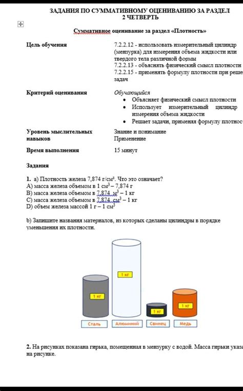 Плотность и объем железа и пера