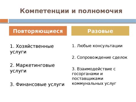 Полномочия и компетенции