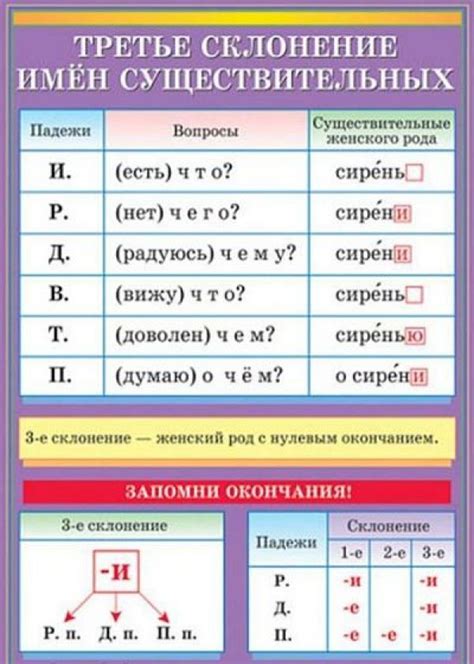 Правила склонения в 7 классе