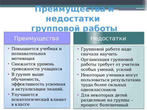 Преимущества и недостатки групповой деятельности