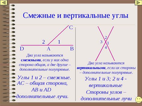 Свойства смежных углов