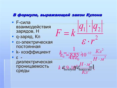 Сила взаимодействия зарядов