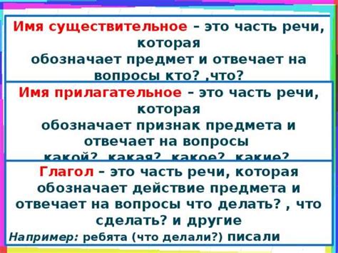 Существительные, прилагательные и глаголы: основные части речи