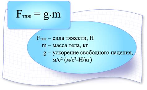 Формула для расчета силы тяжести и ее использование в практике