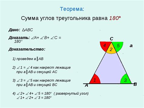 Формула расчета суммы углов треугольника