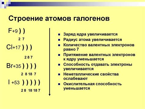 Электронная конфигурация внешнего слоя атомов галогенов щелочных металлов